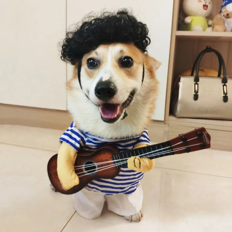 Gitarrenspieler-Bühnenstil Kostüm für ihren Hund